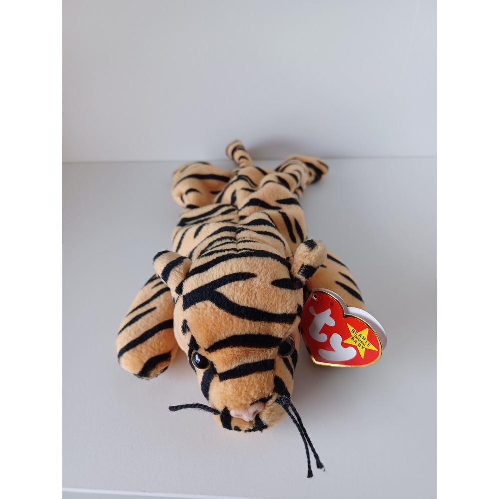Vintage 90s Stripes Tiger Ty Beanie Baby Plush Stuffed Animal Collectible Toy